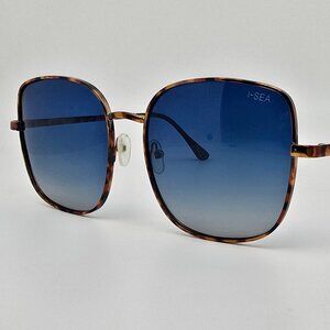 I-SEA Montana Tortoise Frame Polarized Blue Gradient Lens Square Sunglasses 57mm